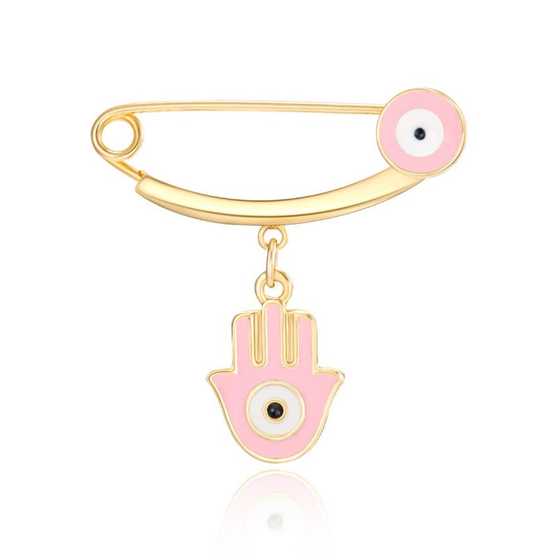 MANVEN Hamsa Evil Eye Stroller Pin Lucky Protection Clothes Scarf Brooch Diaper Bag Pin - Image 1